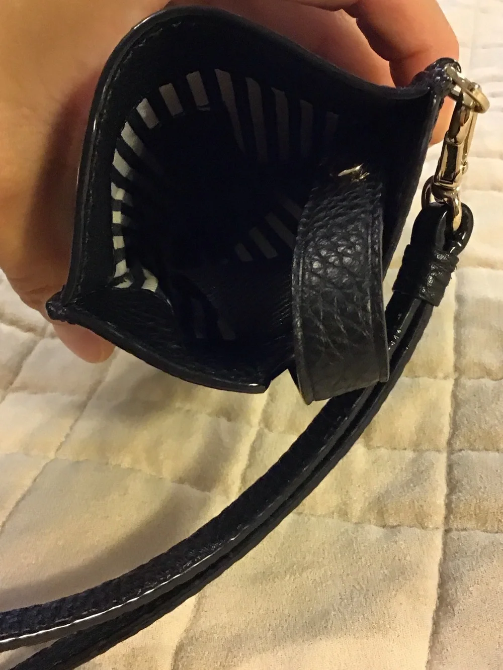 kate spade black pebbled leather wristlet phone pouch
